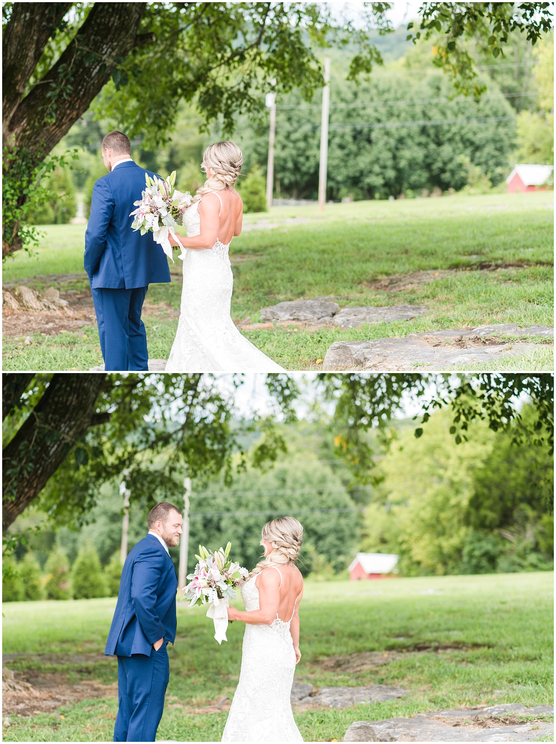 First look at wedding at Allenbrooke Farms