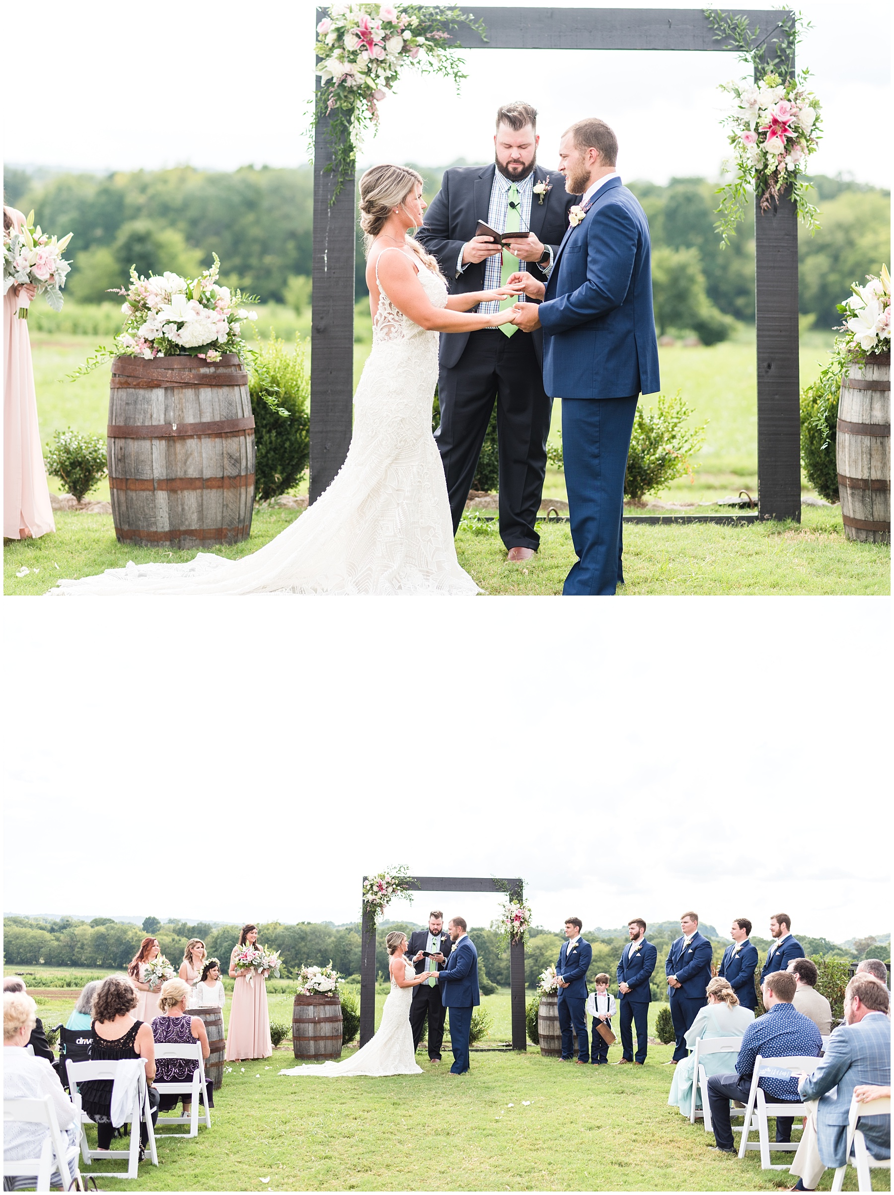 Blush and Navy wedding caremony at Allenbrooke Farms in Spring Hill