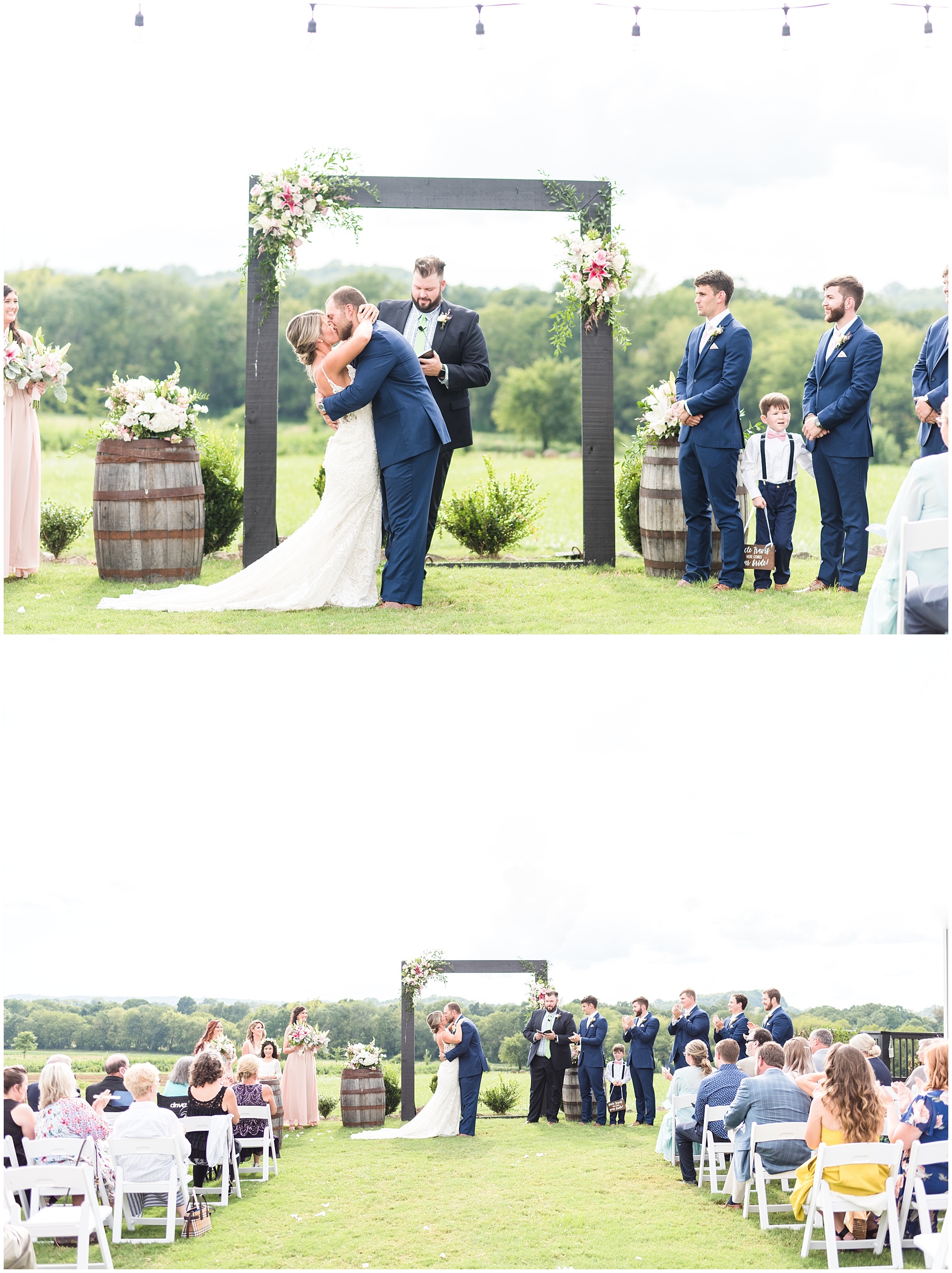 Blush and Navy wedding caremony at Allenbrooke Farms in Spring Hill