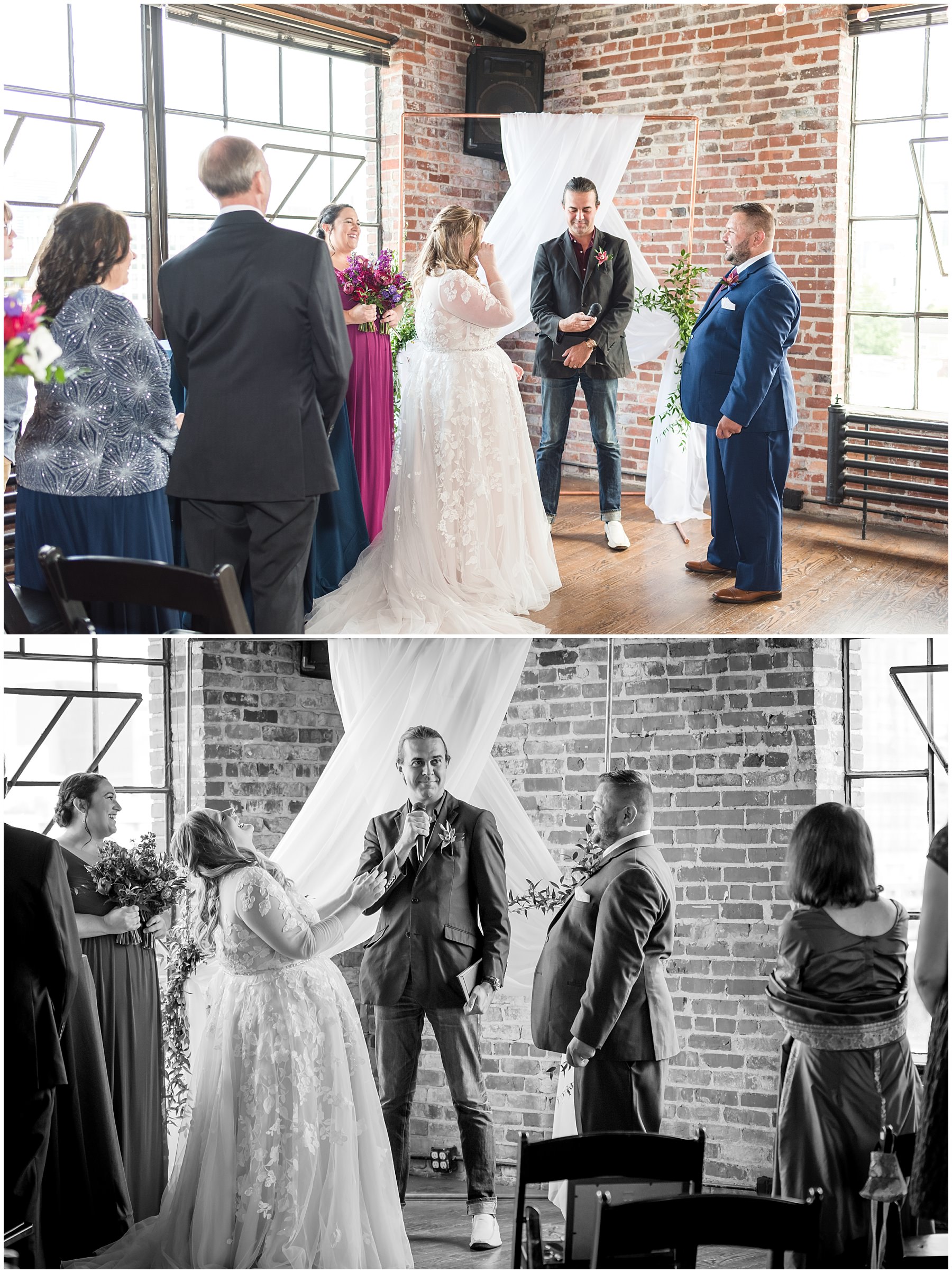 Nashville bride and groom wedding photos at Marathon Village.