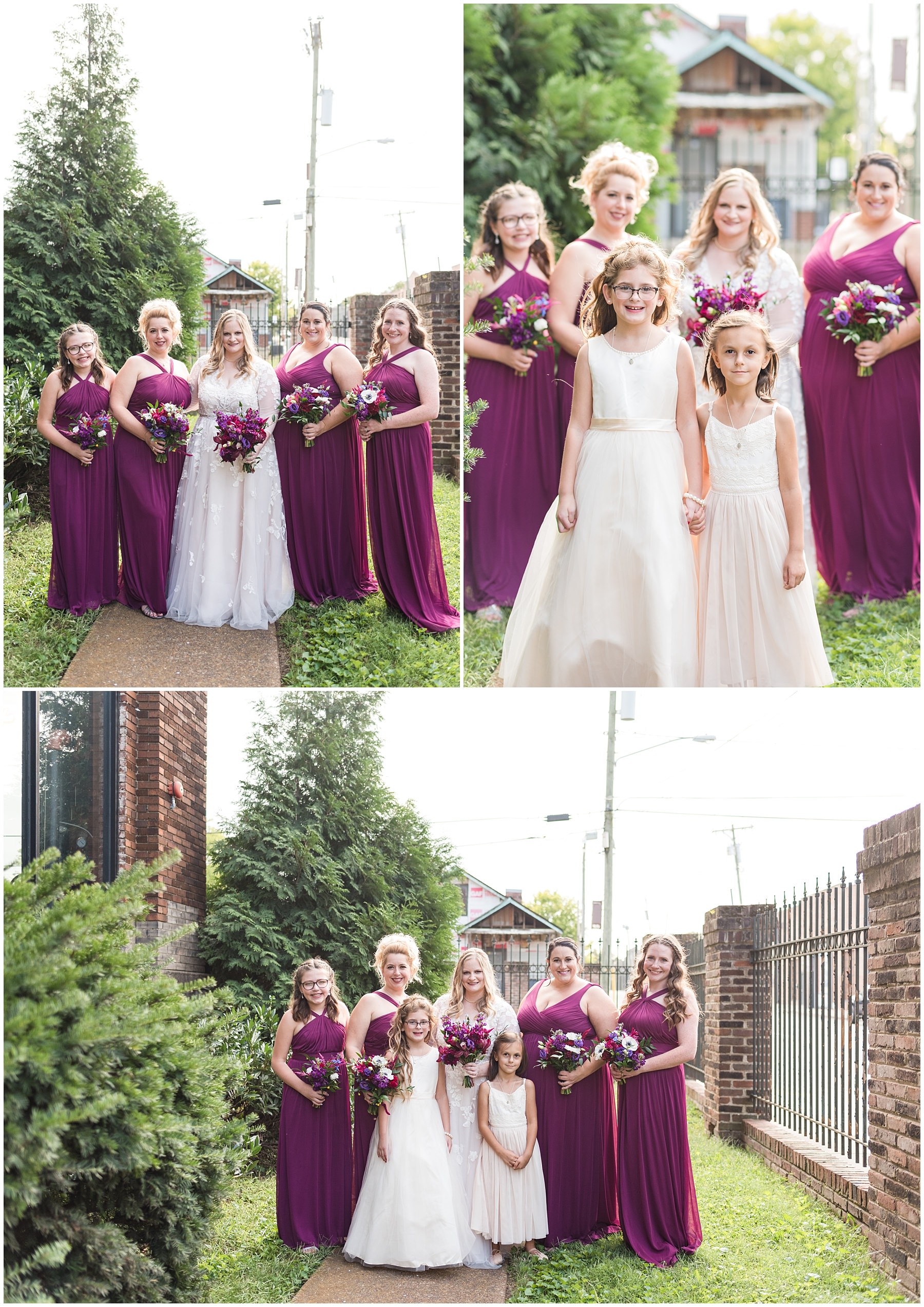 Bridal party photos at Marathon Village wedding in Nashville.