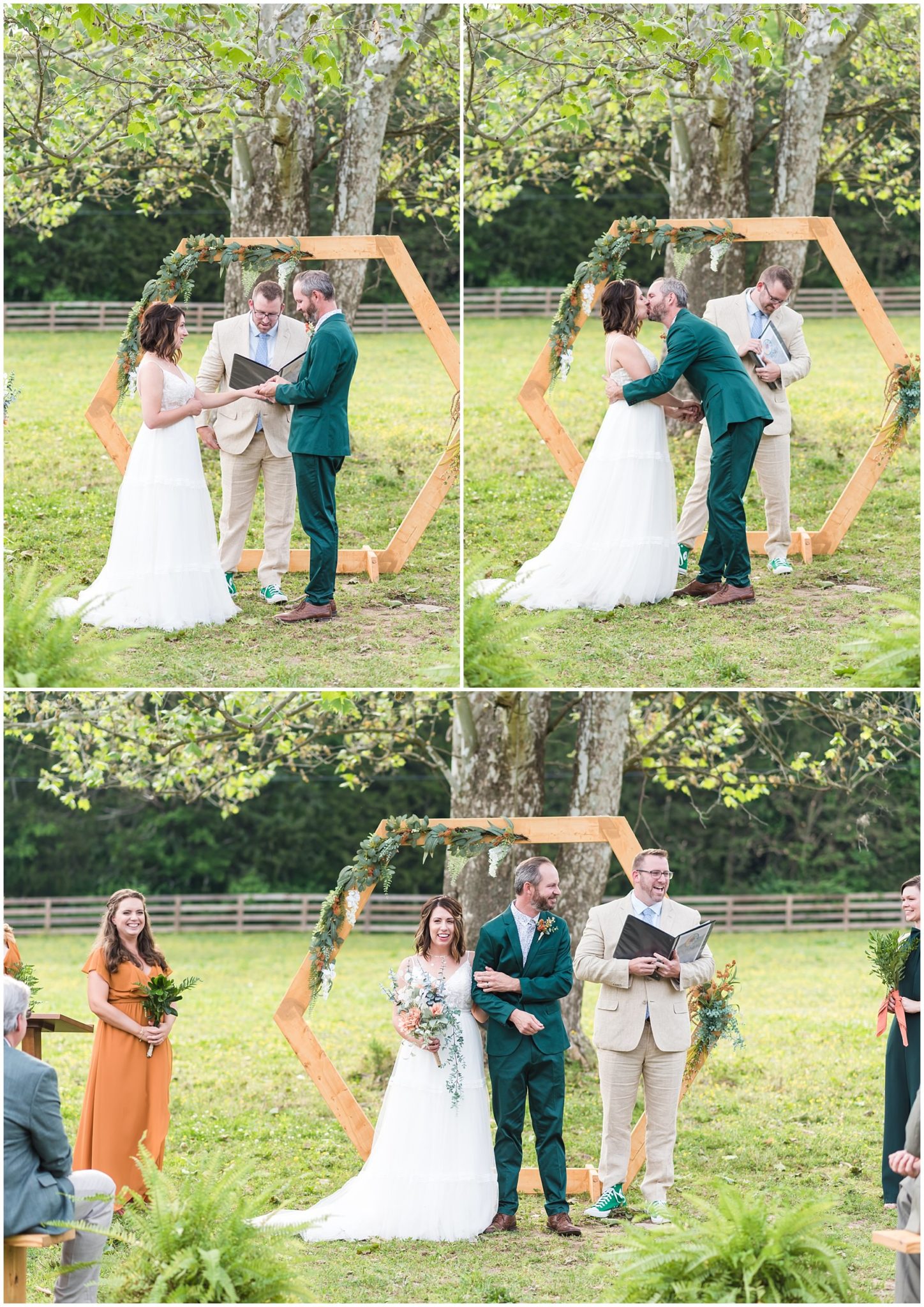 Terracotta Orange and Sage Green Family Farm Wedding in College Grove